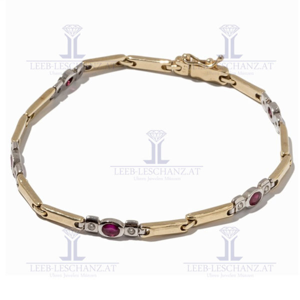 Bicolor-Armband mit Rubinen und Diamanten