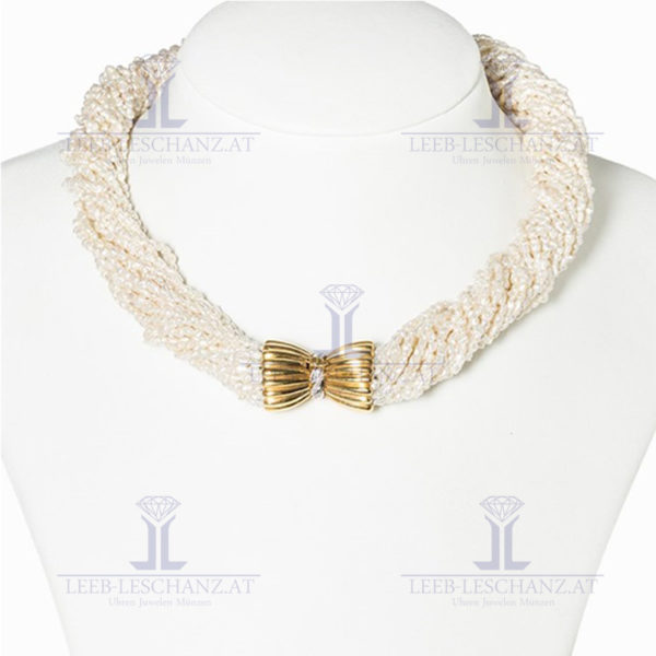 Keshi Perlen Collier, Schließe aus 18K Gold und 8 Diamanten
