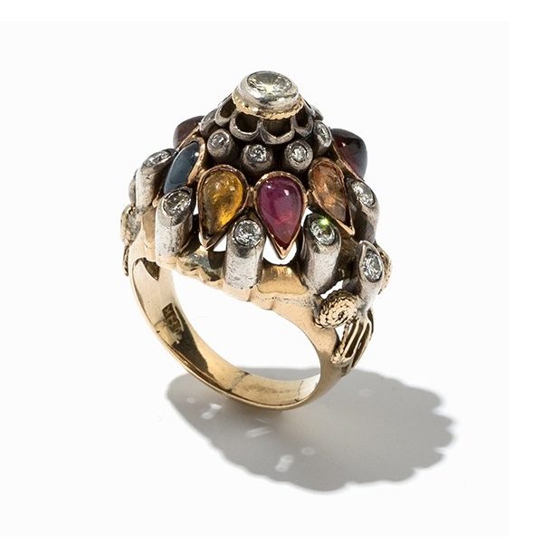 Außegewöhnlicher Edelstein besetzter Statement Ring