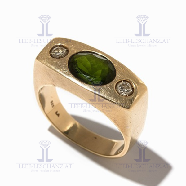 Goldring mit Diamanten und zentralem Turmalin