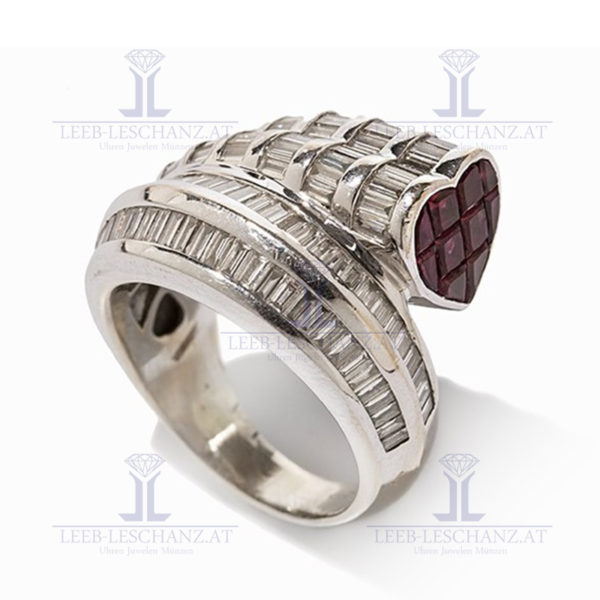 Statement Ring mit Diamanten und Rubinen