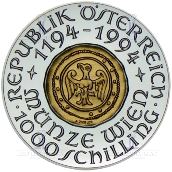 Österreich 1000,- ATS Schilling, 1994, 800 Jahre Münze Wien