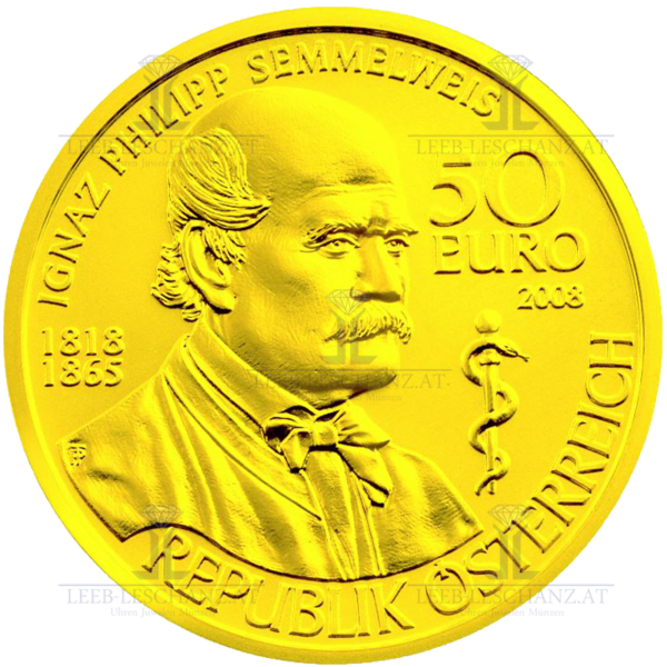 Österreich 50 Euro Gold, 2008, "Ignaz Philipp Semmelweis"