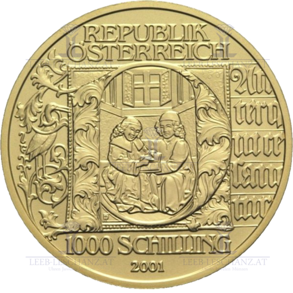 Österreich 1000 Schilling, 2001, "Buchmahlerei" – Bild 2