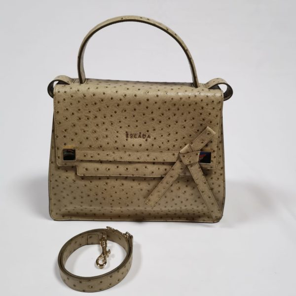 Escada Leather Bag Ostrich Sand Color