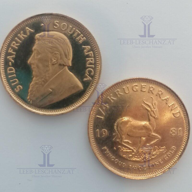 Krugerrand 1/4 Unze Gold lagernd